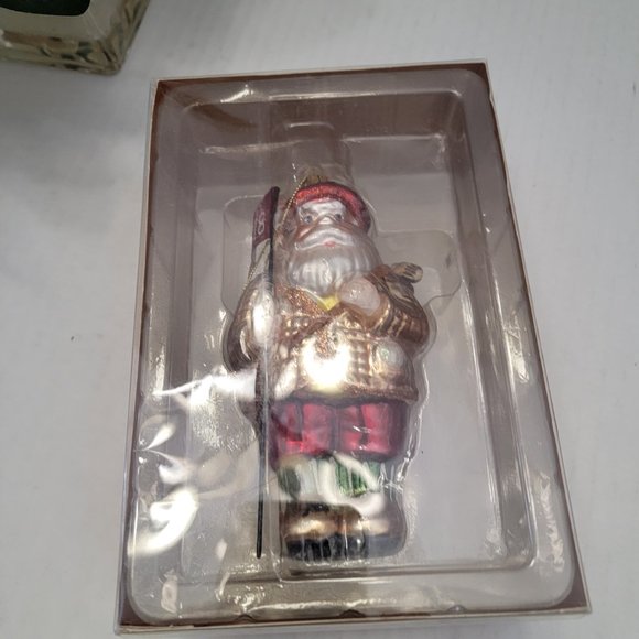 Christmas Holiday 18 Hole Golfer Santa Claus Glass Ornament Metallic Decor 5" - Picture 2 of 9